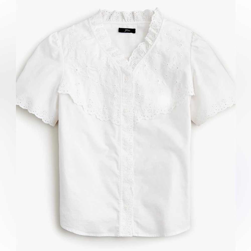 J. Crew White Eyelet Detail Blouse